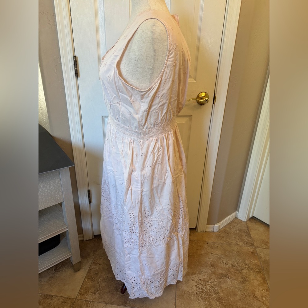Gap Candy Pink Lined Cotton Dress Women’s Size 16 Feminine Eyelet Retro Grandma - Picture 4 of 12